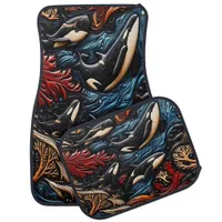 Graceful Whales in Vibrant Waves Car Floor Mat