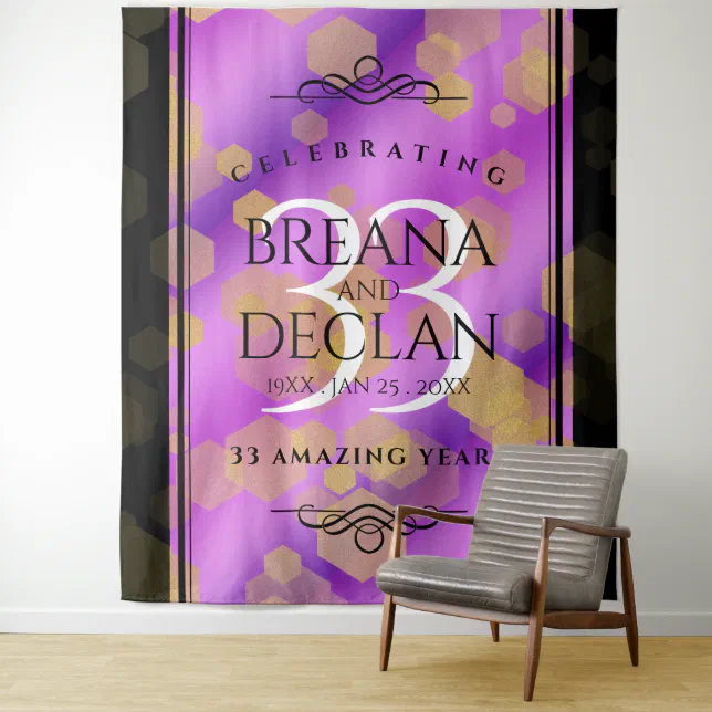 Elegant 33rd Amethyst Wedding Anniversary Tapestry