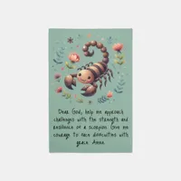 Kids Christian Prayer Woodland Scorpion on Green | Rug