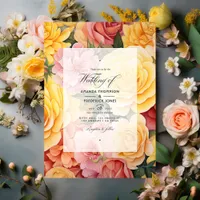 Yellow and Blush Floral Wedding Invitation