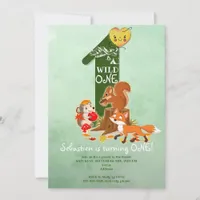 Wild ONE Fall Woodland Forest Animal Kids Birthday Invitation