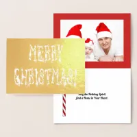 Merry Christmas Bauble and Stars Font Gold, ZAtoZ Foil Card