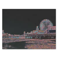 Black Stained Glass Santa Monica Pier Tissue Paper