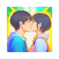 Anime Kiss | Boy and Girl in Love Metal Print