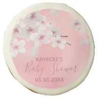 Personalized White Flowers Floral Baby Shower Sugar Cookie