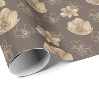 Modern Elegant Gold Foil Floral Pattern Wrapping Paper