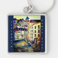 Stockholm , Gamla Stan, Sweden painting Keychain