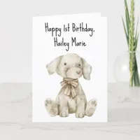 First Birthday Stuffed Toy Dog Greeting Card