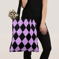 Pink and Black Harlequin Tote Bag