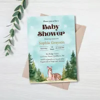 Deer Baby Girl Shower Invitation