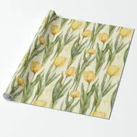 Watercolor Style Yellow Tulips All-over Print Wrapping Paper