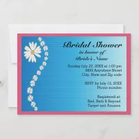 Daisies on Blue Background Bridal Shower Invite