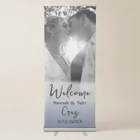 Beautiful Dusty Blue Photo Wedding  Retractable Banner