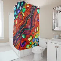 Red, Copper, Yellow, Blue, Green Swirls Modern Art Shower Curtain