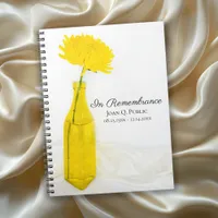 Yellow Flower in Vase Celebration of Life Funeral Notebook