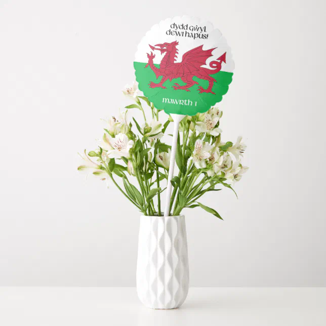 Happy St. David's Day Red Dragon Welsh Flag Balloon