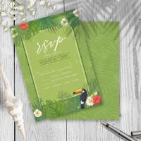 Watercolor Tropical w/Toucan Green ID577 RSVP Card