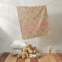 Feminine Floral Girly Pink Nursery Pretty Name     Baby Blanket