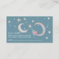 Moons Stars Teal Blue Diaper Raffle Baby Shower   Enclosure Card