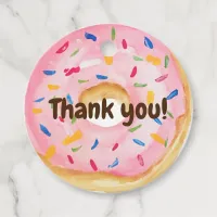 Pink Donut Sprinkles Watercolor Thank You Birthday Favor Tags