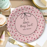 Hand Drawn Strawberry Pattern Baby Shower Paper Plates