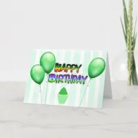 Green Balloons Happy Birthday Card