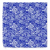 Indigo Blue and White Paisley Pattern Bandana