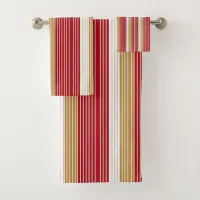 Thumbnail for Red Gold Pinstripe Christmas Pattern#28 ID1009 Bath Towel Set