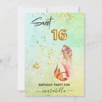 *~ SWEET SIXTEEN 16 Ombre Mermaid Birthday Party Invitation