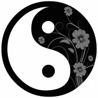 Yin Yang Black Floral Ornament