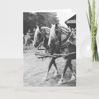 Working Draft Horses in Black and White Card