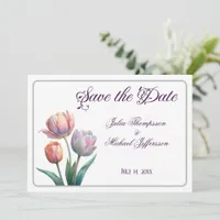 Romantic and Poetic Pastel Tulips Watercolor Save The Date