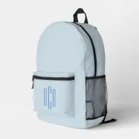 Simple Blue Three Letter Monogram Printed Backpack