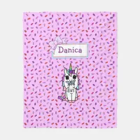 Personalized Unicorn and Candy Sprinkles with Bow Fleece Blanket