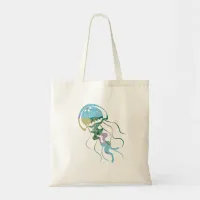 Jellyfish colorful shape tote bag