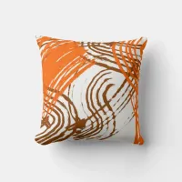 Boho Brown, Orange Abstract Design Throw Pillow