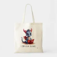 *~* DRAGON RED BLUE - READING devour BOOKS AP88 Tote Bag