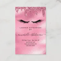 Glitter Pink Eyelash Extension Client Record Business Card