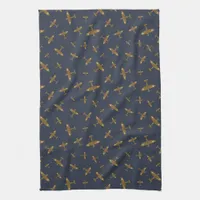 Navy Blue Spitfire War Plane Patterned Kitchen Towel