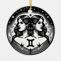 Horoscope Sign Gemini Symbol and Traits Ceramic Ornament