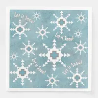 Southwest Winter Geometric Snowflakes Personalized Paper Dinner Napkins