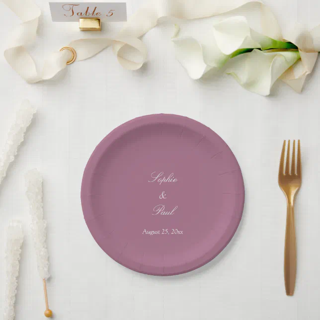 Elegant Mauve Wedding Paper Plates