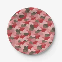 Cute Rustic Valentines Day Paper Hearts Pattern Paper Plates