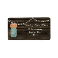 coral flowers mason jar address label