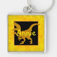 Personalized Gold Dinosaur Hide Keychain