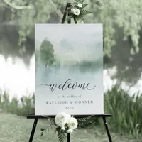 Abstract Watercolor Lake Trees Wedding Welcome Foam Board