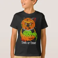 Evil Pumkin Scary Trick or Treat Kids Halloween T-Shirt