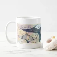 Pastel Watercolor Birds & Butterflies Personalized Coffee Mug