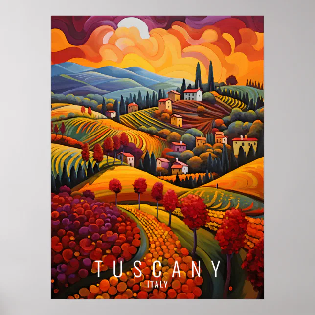 Tuscany in Autumn Painting | Italy Travel | Art Poster