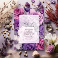 Dusty Rose, Lavender and Silver Floral Wedding Invitation